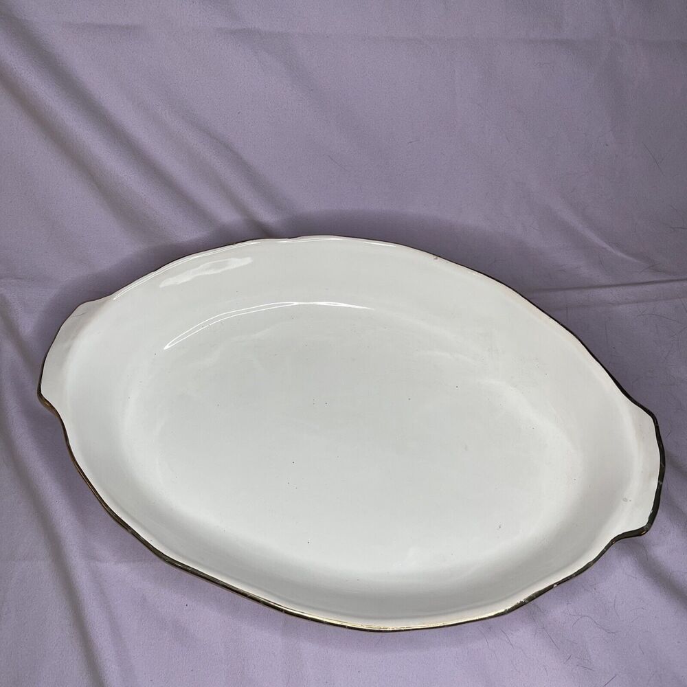 Vintage CERAMICHE TADINATE ITALY White Baking Casserole Serving Vessel Dish #F43